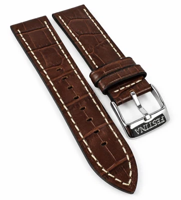 Festina | Uhrenarmband Leder braun Krokoprägung helle Naht | F20692/1