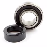 The bearing set with widened inner ring and grub screws is ideal for mounting on a shaft in a housing bearing and can withstand high loads.