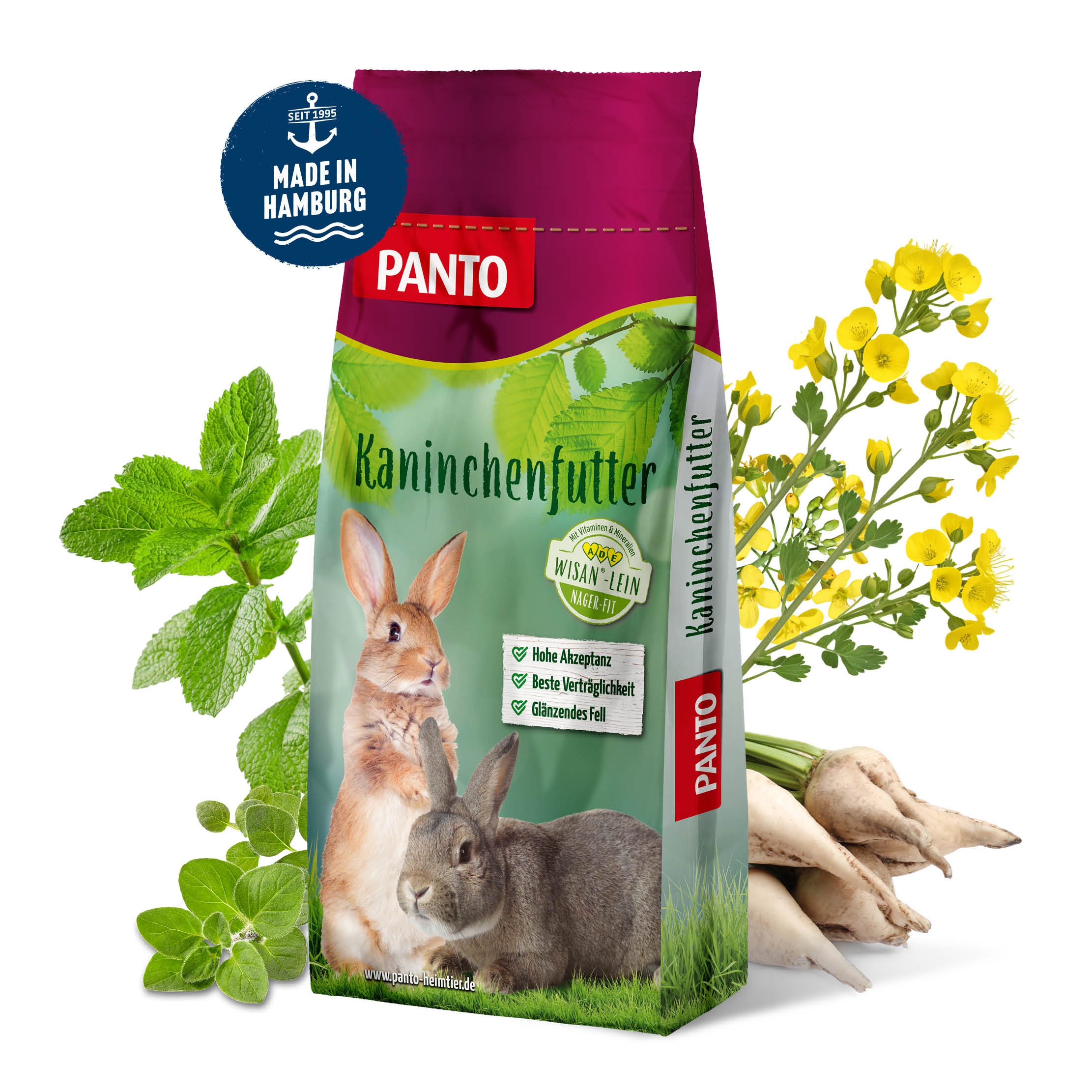 PANTO® Kräuterkanin · Kaninchenfutter für Zucht & Mast · Mit Kräutern · 25 Kg PANTO® Kräuterkanin · Kaninchenfutter für Zucht & Mast · Mit Kräutern · 25 Kg