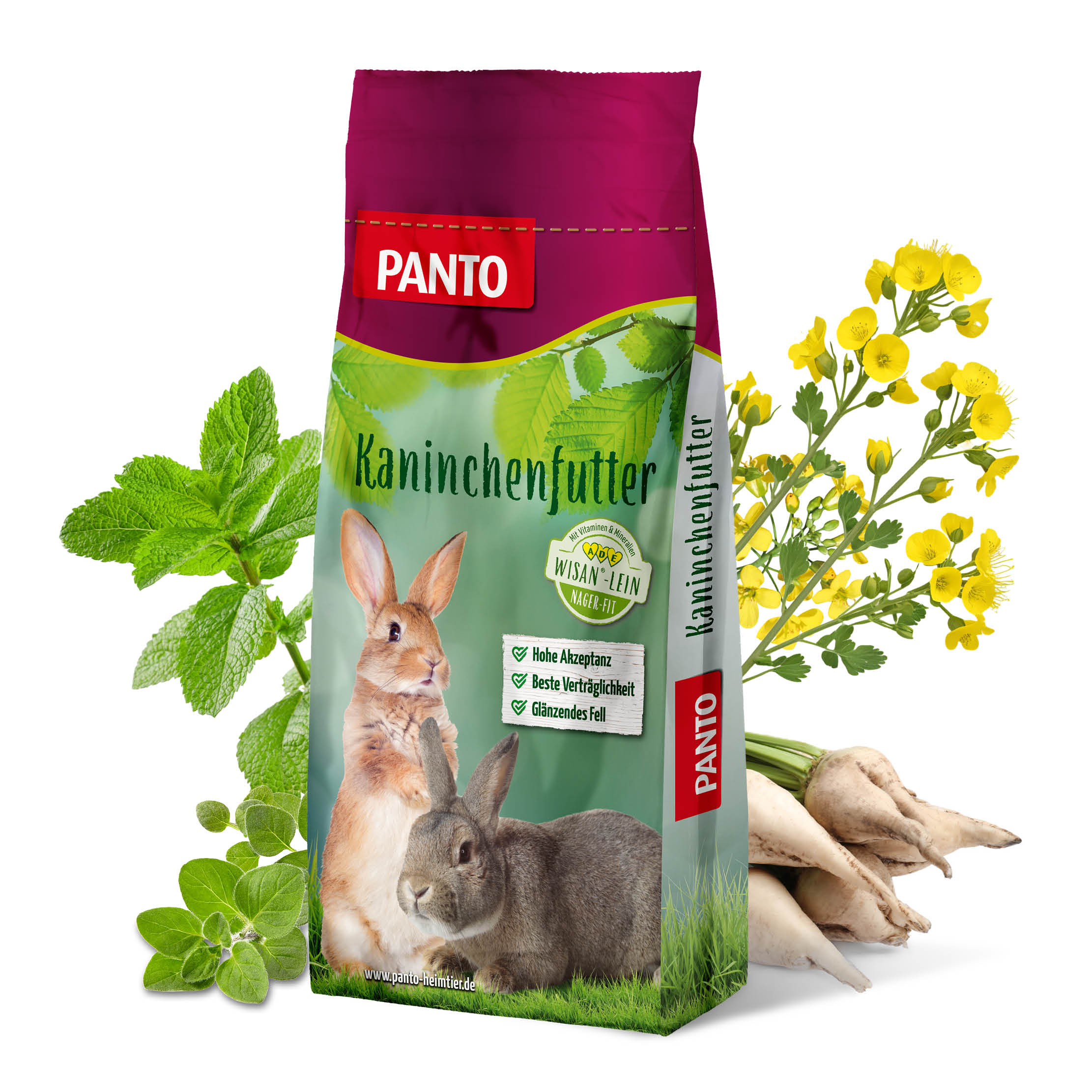 PANTO® Kräuterkanin · Kaninchenfutter für Zucht & Mast · Mit Kräutern · 25 Kg PANTO® Kräuterkanin · Kaninchenfutter für Zucht & Mast · Mit Kräutern · 25 Kg