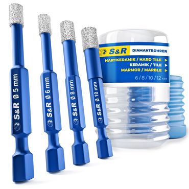 11-teiliges Diamantbohrer-Set – 5/8″-11 Gewinde, Gelötete Lochsägen Für Fliesen, Granit, Glas – Inkl. Alu-Koffer Bohrer Im Alukoffer 6-68 Mm