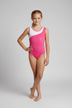 Ärmeloser Turnanzug für Gymnastik und Rhythmische Sportgymnastik mit Strass, pink-weiß