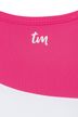 Detailansicht Logo Langarm-Turnanzug für Gymnastik in Pink und Weiß