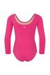 Langarm-Turnanzug für Gymnastik in Pink mit geometrischem Strass-Muster, Rückenansicht