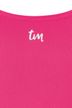 Langarm-Turnanzug für Gymnastik in Pink mit geometrischem Strass-Muster, Detailansicht Rückseite Logo