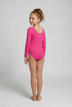 Langarm-Turnanzug für Gymnastik in Pink mit geometrischem Strass-Muster, Rückenansicht