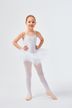 Junges Mädchen in einem weißen Ballett Tutu posiert mit den Händen in den Hüften. 3