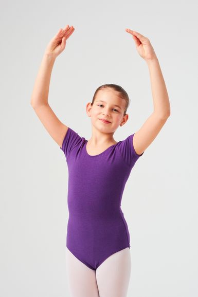 ballet leotard "Sally" with short sleeves, purple