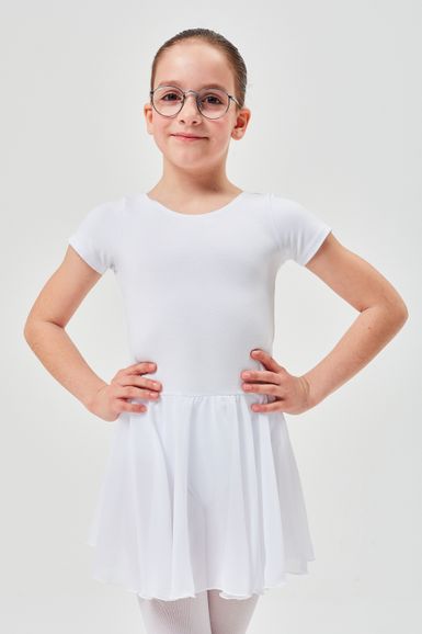 ballet leotard "Lucy" with chiffon skirt, white