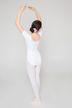 Short-sleeved ballet leotard "Lisa" with rhinestone appliqué, white 4