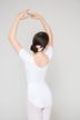 Short-sleeved ballet leotard "Lisa" with rhinestone appliqué, white 2