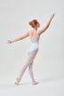 Eine Balletttänzerin in einem weißen Ballett Trikot und Strumpfhosen posiert. 4
