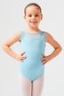 ballet leotard "Emilia", wide straps with mesh insert, light blue 1