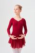 Long-sleeved ballet leotard "Anna" with chiffon skirt, burgundy 1