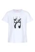 Weißes T-Shirt mit einer schwarzen Grafik von Ballett-Spitzenschuhen auf der Vorderseite. 2