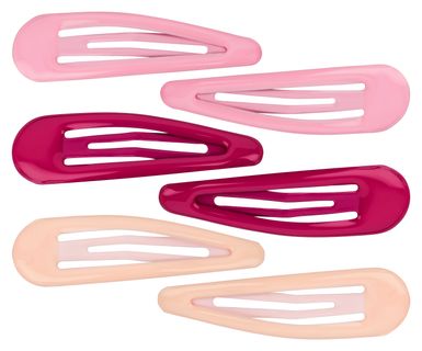 Sechs Haarspangen in Rosa-