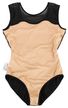 Ärmelloser Ballettanzug in Beige und Schwarz mit Netzdetails