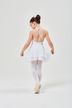 Ein junges Mädchen in einem weißen Ballett-Outfit steht auf Zehenspitzen 5