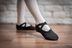 Ballet slippers "Charlie" made of linen, split leather sole, black 6