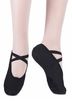 Ballet slippers "Charlie" made of linen, split leather sole, black 4