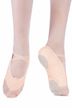 Linen ballet slippers "Robin" with leather toe cap, split leather sole, pink-apricot 2
