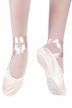 Satin ballet slippers "Sandy" with satin ribbon, split leather sole, pink 2