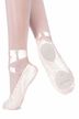 Satin ballet slippers "Sandy" with satin ribbon, split leather sole, pink 1
