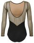 Ladies Long-sleeved ballet leotard Bianca with gold black mesh inserts 6