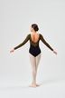 Ladies Long-sleeved ballet leotard Bianca with gold black mesh inserts 4
