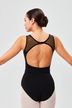 Sleeveless women's ballet leotard "Bea" with gold-and-black mesh inserts 2