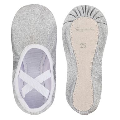 Ein Paar silberne Glitzer-Ballerinas
