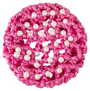 Pinkes Haarnetz mit weißen Perlen für z.B. einen Ballett Dutt.