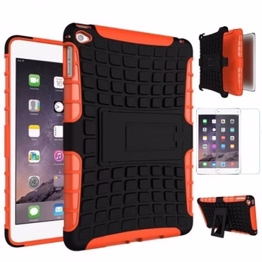 Hybrid Outdoor Schutzhülle Orange für iPad Mini 4 Tasche + 0.3 H9 Hartglas