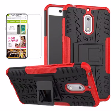 Für Nokia 3.1 5.2 Zoll 2018 Hybrid Case 2teilig Rot + Hartglas Tasche Hülle Cover Hülle Neu