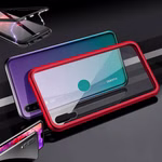 Für Huawei Y7 Pro 2019 Magnet / Metall / Glas Case Bumper Rot / Transparent Tasche Hülle Neu