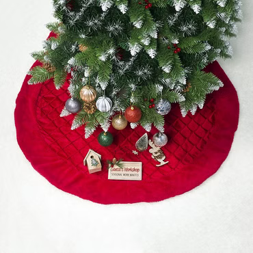 Rote 100 cm Weihnachtsbaum Unterlage Karriert Christbaum Decke Abdeckung Deko Christmas