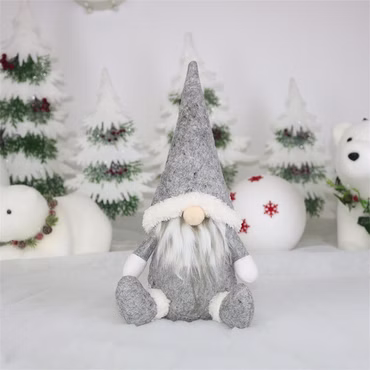 Wichtel Zwerg Puppe mit Mütze Bart Grau Weihnachten Dekoration Christmas Doll 