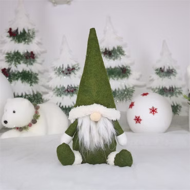 Wichtel Zwerg Puppe mit Mütze Bart Grün Weihnachten Dekoration Christmas Doll 