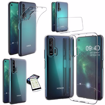 Silikoncase ultra dünn Hülle Handy Tasche Transparent + Hartglas 0,26 mm H9 für Huawei Honor 20 Pro