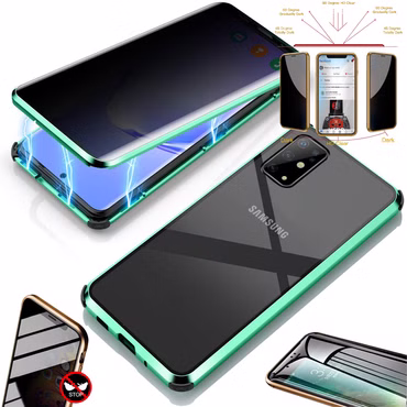 Magnet / Glas Case Bumper Privacy Mirror für viele Smartphone Modelle Tasche Case Hülle Cover New Style, Geräte-Marke: Huawei, Farbe: Grün