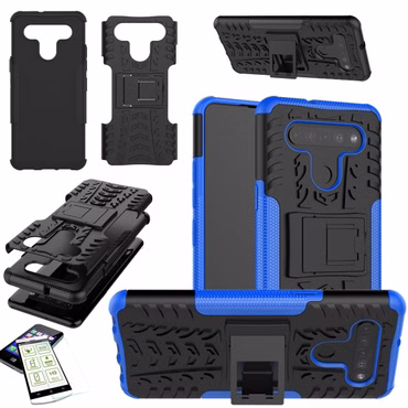 Für LG K41S Hybrid Case 2teilig Blau + Hartglas Handy Tasche Hülle Cover Hülle
