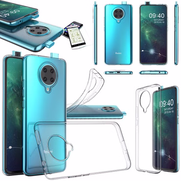 Für Xiaomi Poco F2 Pro Silikoncase TPU Transparent + 0,26 H9 Glas Tasche Hülle Schutz Cover