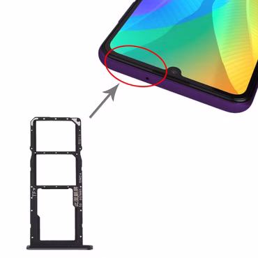 Für Huawei Y6P Dual Sim Card + Micro SD Card Tray Karten Halter Schwarz Neu