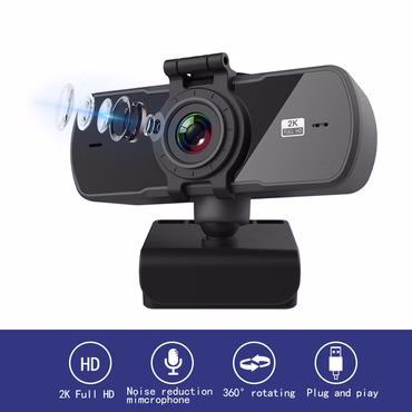 2K HD USB Universal Webcam mit Mikrofon Cam Schwarz Kamera Laptop PC Zubehör