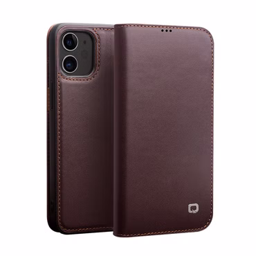 Bookcover Tasche für Apple iPhone 12 Pro Braun Kunstleder Flip Case Hülle Cover Etui