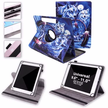 Für Huawei MediaPad M5 Lite 10.1 Zoll 360 Grad Rotation Universell Motiv 16 Tablet Tasche Kunst Leder Hülle Etuis