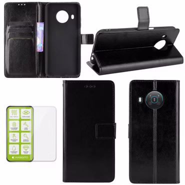 Für Nokia X10 / X20 Tasche Wallet Premium Schwarz Schutz Hülle Case Cover Etui + 0,26mm H9 2.5 Hart Glas