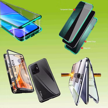 Beidseitiger 360 Grad Magnet / Glas Case Bumper für Smartphones Handy Tasche Case Hülle Cover New Style