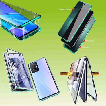 Beidseitiger 360 Grad Magnet / Glas Case Bumper für Smartphones Handy Tasche Case Hülle Cover New Style