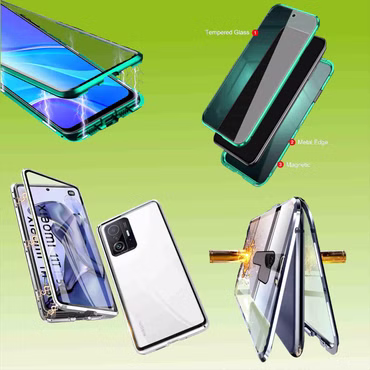 Beidseitiger 360 Grad Magnet / Glas Case Bumper für Smartphones Handy Tasche Case Hülle Cover New Style, Geräte-Marke: Xiaomi, Handy-Typ: Redmi Note 13, Farbe: Silber
